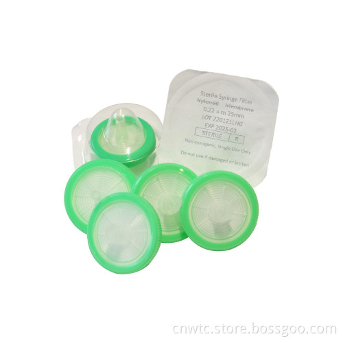 Membrane Syringe Filters: 0.22 Micron Sterile Filters in Materials like MCE, PES, PTFE, PVDF, RC, CA, GF, and Nylon